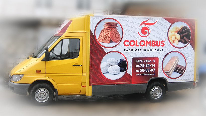 Реклама на машине Colombus